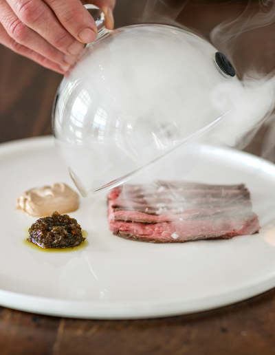 Smoked Flank steak carpaccio